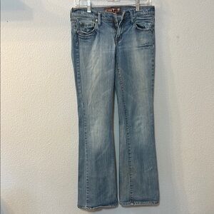 Hint Blue Boot Cut Jeans with Faded Vintage Look